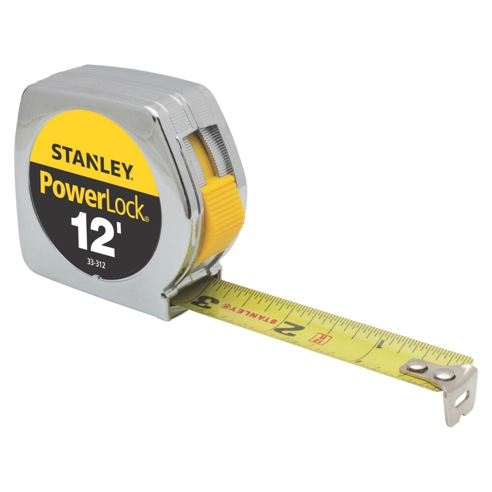 Stanley 33215 PowerLock Metal Case Tape Rule Chrome 1/2" x 12' Home
